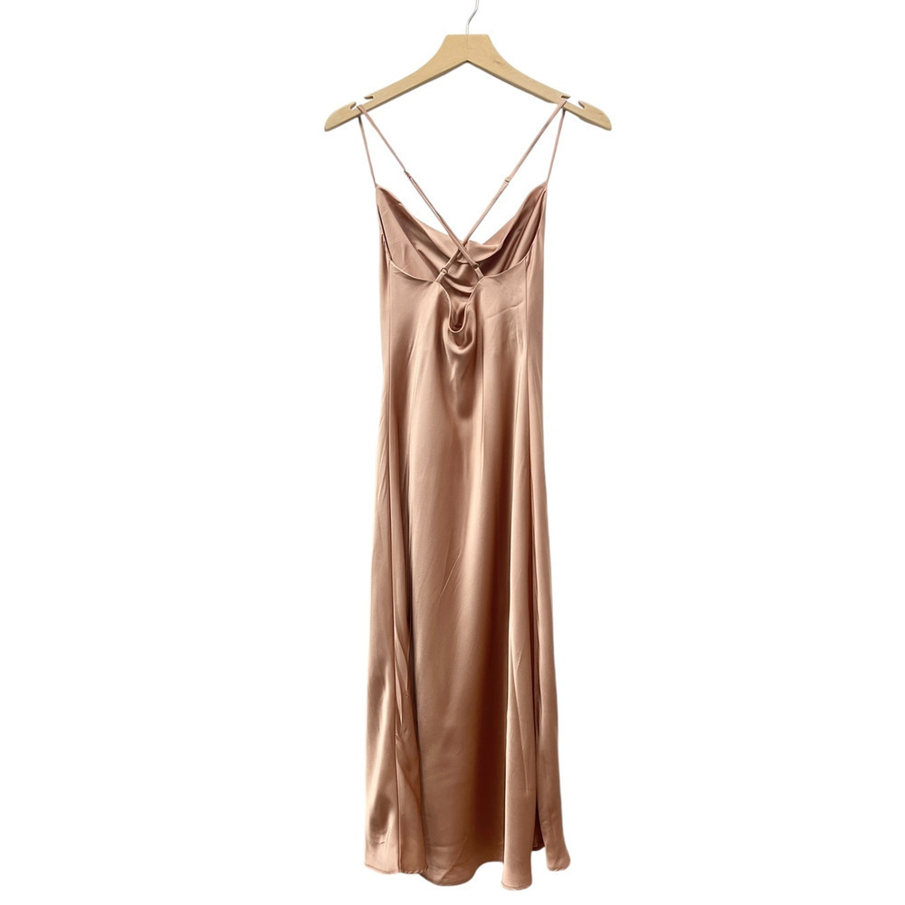 Show Me Your Mumu Verona Cowl Dress in Rose Gold Luxe Satin size Small - Picture 4 of 9